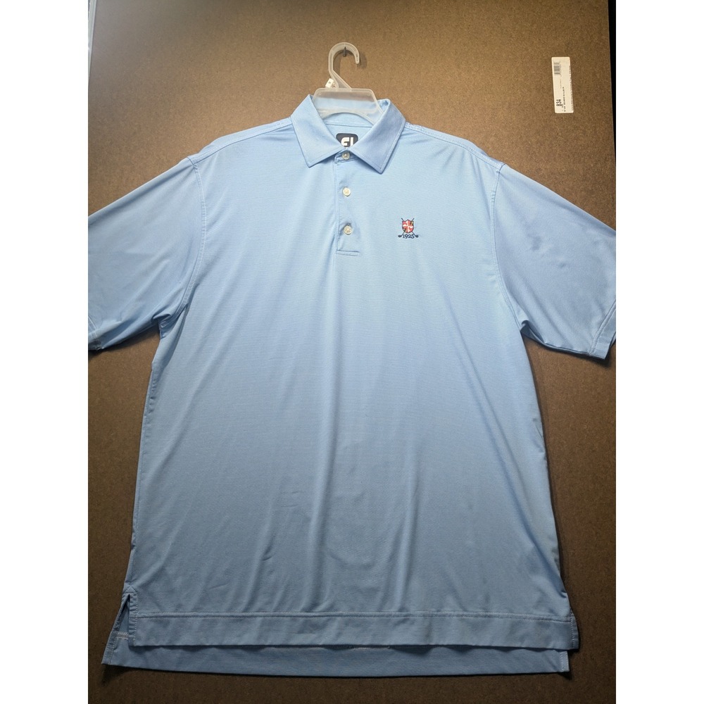 FootJoy Mens L Blue Micro Stripe Performance Golf Polo Shirt Short Sleeve FJ